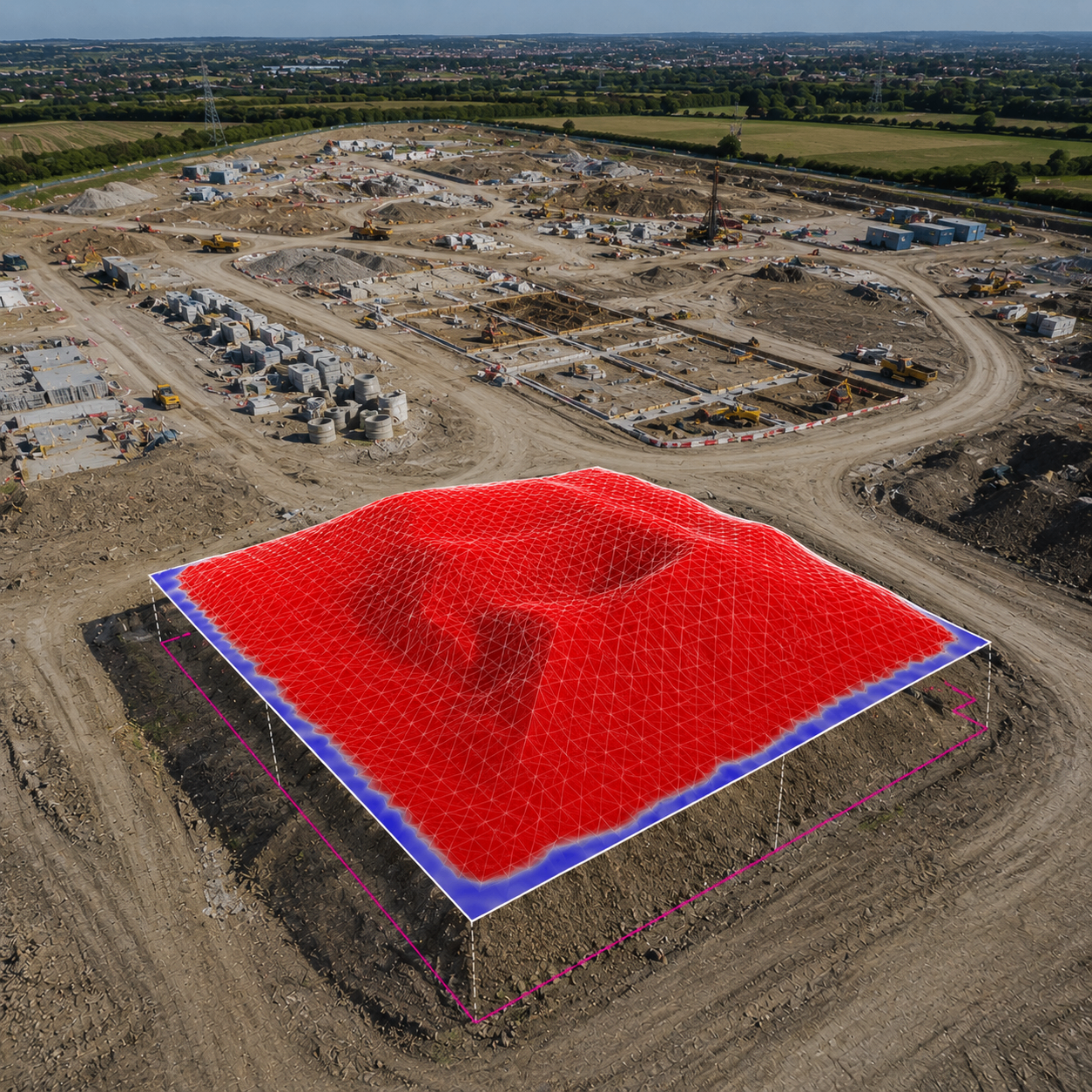 Aerial drone survey of a large groundworks and plant compound site